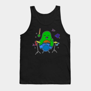 Funny Avocado Cute Clipart Veggies - Musical Beats Drummer Tank Top